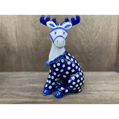 Polish Pottery Reindeer Figurine  8&quot; Peacock