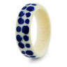Polish Pottery Ring 1&quot; Blue Polka Dots
