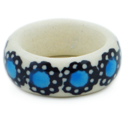 Polish Pottery Ring 1&quot; Light Blue Eyes