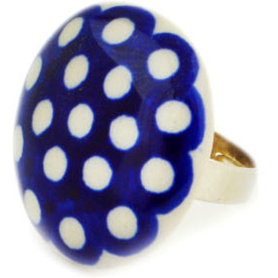 Polish Pottery Ring 1&quot; Polka Dot