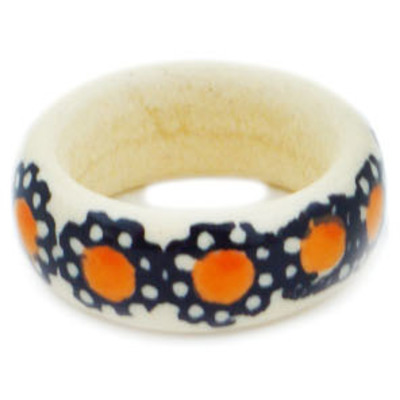 Polish Pottery Ring 1&quot; Red Dots