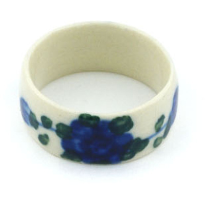 Polish Pottery Ring ~10.5 Blue Poppies