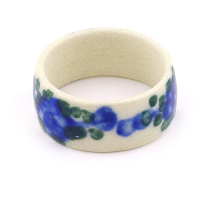 Polish Pottery Ring ~10.5 Blue Poppies