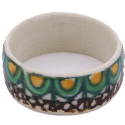 Polish Pottery Ring ~10.5 Mardi Gra UNIKAT