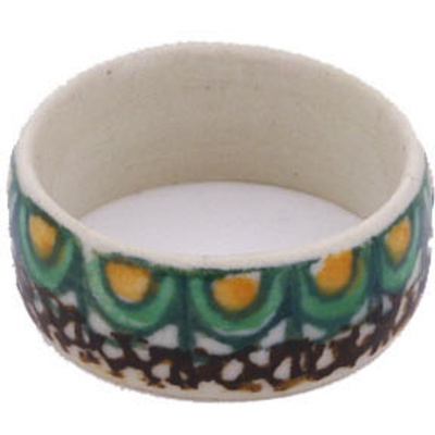 Polish Pottery Ring ~10.5 Mardi Gras UNIKAT