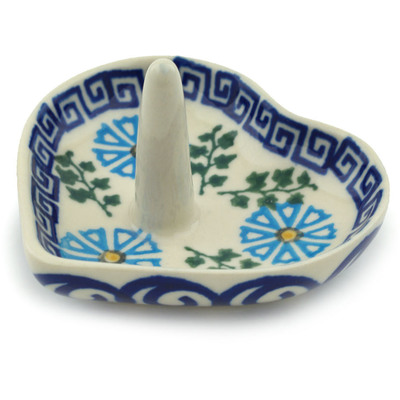 Polish Pottery Ring Holder 3&quot; Aztec Blue
