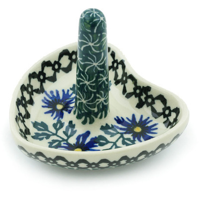 Polish Pottery Ring Holder 3&quot; Blue Chicory