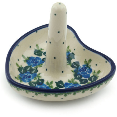 Polish Pottery Ring Holder 3&quot; Blue Rose