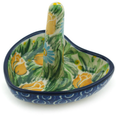 Polish Pottery Ring Holder 3&quot; Breathtaking Tulips UNIKAT