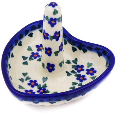 Polish Pottery Ring Holder 3&quot; Forget Me Not Chain