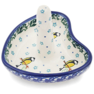 Polish Pottery Ring Holder 3&quot; Happy Goldfinch