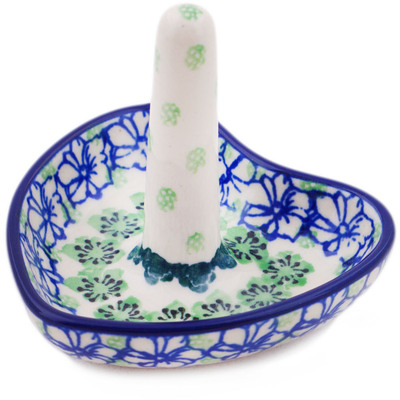 Polish Pottery Ring Holder 3&quot; Kiwi Flower