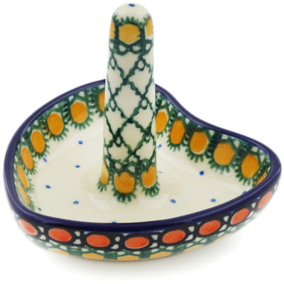 Polish Pottery Ring Holder 3&quot; Orange Tranquility UNIKAT