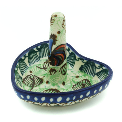 Polish Pottery Ring Holder 3&quot; Rooster Row UNIKAT