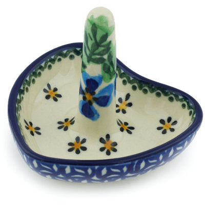 Polish Pottery Ring Holder 3&quot; Soft Yew Flowers UNIKAT