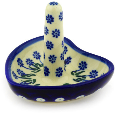 Polish Pottery Ring Holder 3&quot; Springing Calendulas