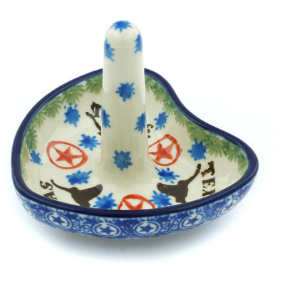 Polish Pottery Ring Holder 3&quot; Texas Longhorns