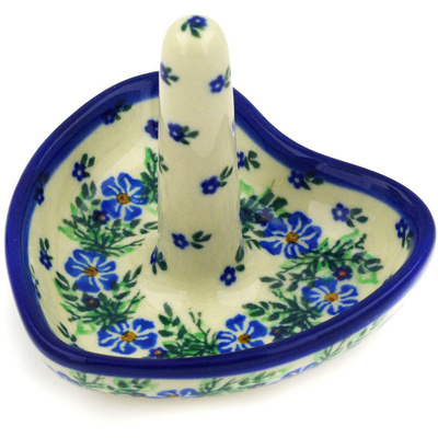 Polish Pottery Ring Holder 3&quot; Viola Bouquet