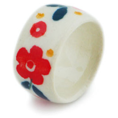 Polish Pottery Ring size 8 Cute As A Button UNIKAT