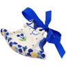 Polish Pottery Rocking Horse Ornament 2 oz Orange And Blue Flower