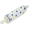 Polish Pottery Rolling Pin 13&quot; Blue Heart Trio