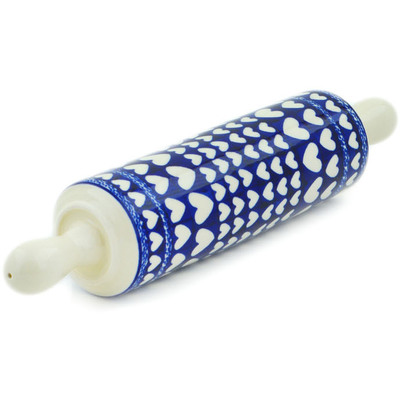 Polish Pottery Rolling Pin 13&quot; Heart Of Hearts