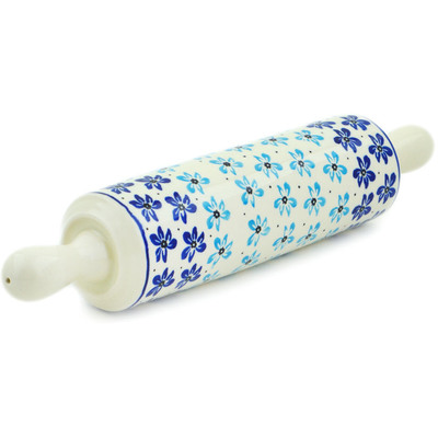 Polish Pottery Rolling Pin 13&quot; Ombre Blue