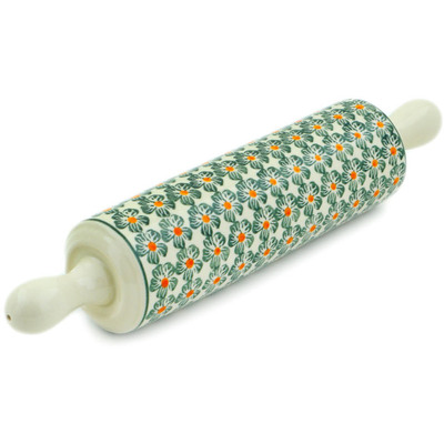 Polish Pottery Rolling Pin 13&quot; Orange Blossoms