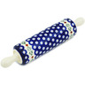 Polish Pottery Rolling Pin 13&quot; Peacock Hollies