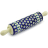 Polish Pottery Rolling Pin 13&quot; Peacock Leaves