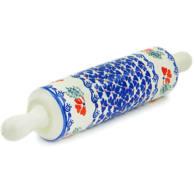 Polish Pottery Rolling Pin 13&quot; Rain Of Field Poppies