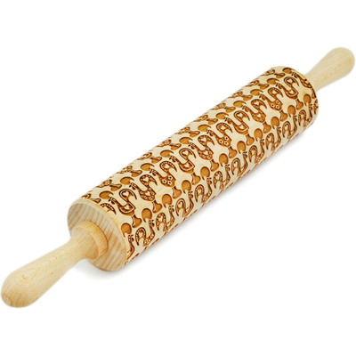 Wood Rolling Pin 17&quot; Rooster