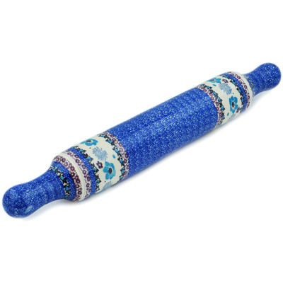 Polish Pottery Rolling Pin 18&quot; Blooming Blues