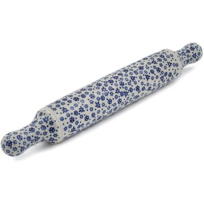 Polish Pottery Rolling Pin 18&quot; Blue Confetti