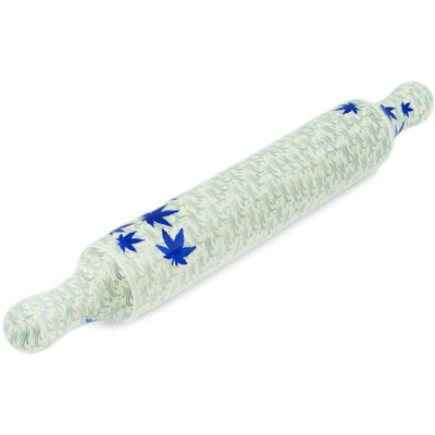 Polish Pottery Rolling Pin 18&quot; Blue Maple River