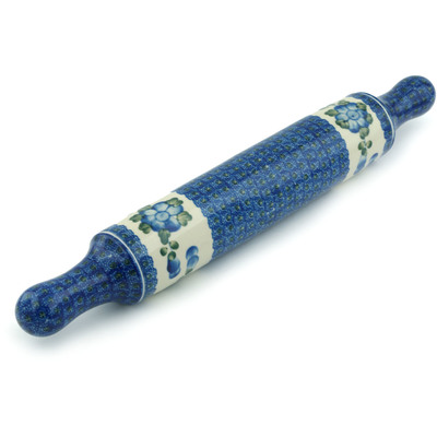 Polish Pottery Rolling Pin 18&quot; Blue Poppies