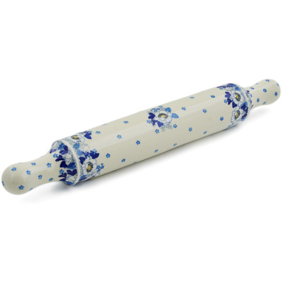 Polish Pottery Rolling Pin 18&quot; Blue Spring