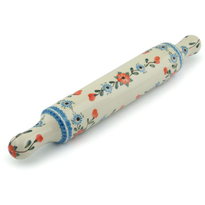 Polish Pottery Rolling Pin 18&quot; Cherry Blossoms