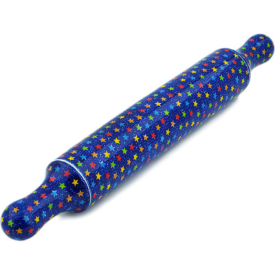 Polish Pottery Rolling Pin 18&quot; Colorful Star Show UNIKAT