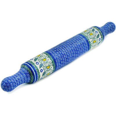 Polish Pottery Rolling Pin 18&quot; Crazy Daisy