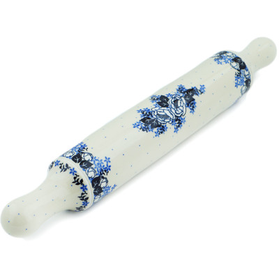 Polish Pottery Rolling Pin 18&quot; Flowers At Dusk