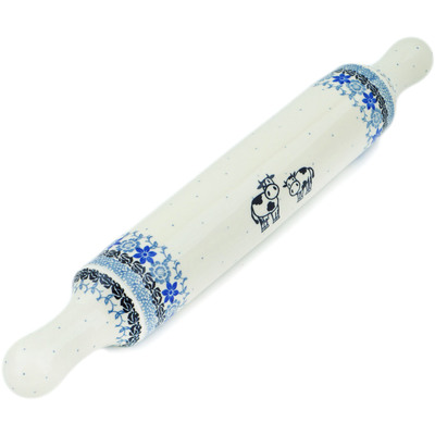 Polish Pottery Rolling Pin 18&quot; Happy Cows