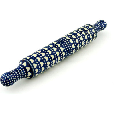 Polish Pottery Rolling Pin 18&quot; Heart To Heart