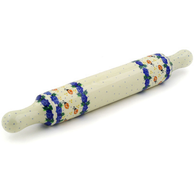 Polish Pottery Rolling Pin 18&quot; Ladybird Hapiness