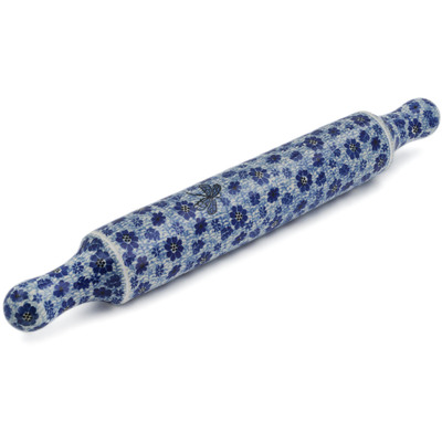 Polish Pottery Rolling Pin 18&quot; Misty Dragonfly