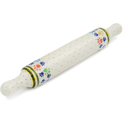 Polish Pottery Rolling Pin 18&quot; Painting Paws