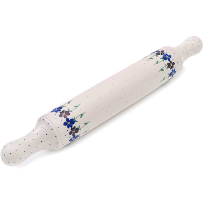 Polish Pottery Rolling Pin 18&quot; Plum Pansy