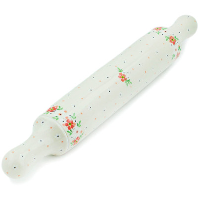 Polish Pottery Rolling Pin 18&quot; Pop Of Poppy