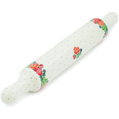 Polish Pottery Rolling Pin 18&quot; Rose Garden