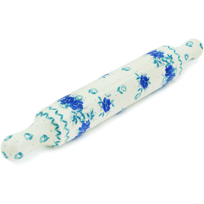 Polish Pottery Rolling Pin 18&quot; Spearmint Rose